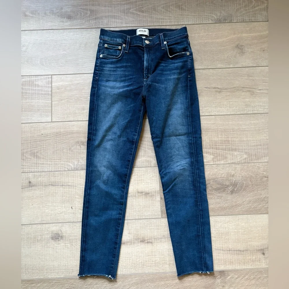 Agolde Sophie Mid-Rise Ankle Crop Dark Blue Jeans Size 27 - Picture 4 of 9